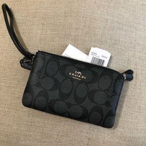 Coach double zipper wristlet